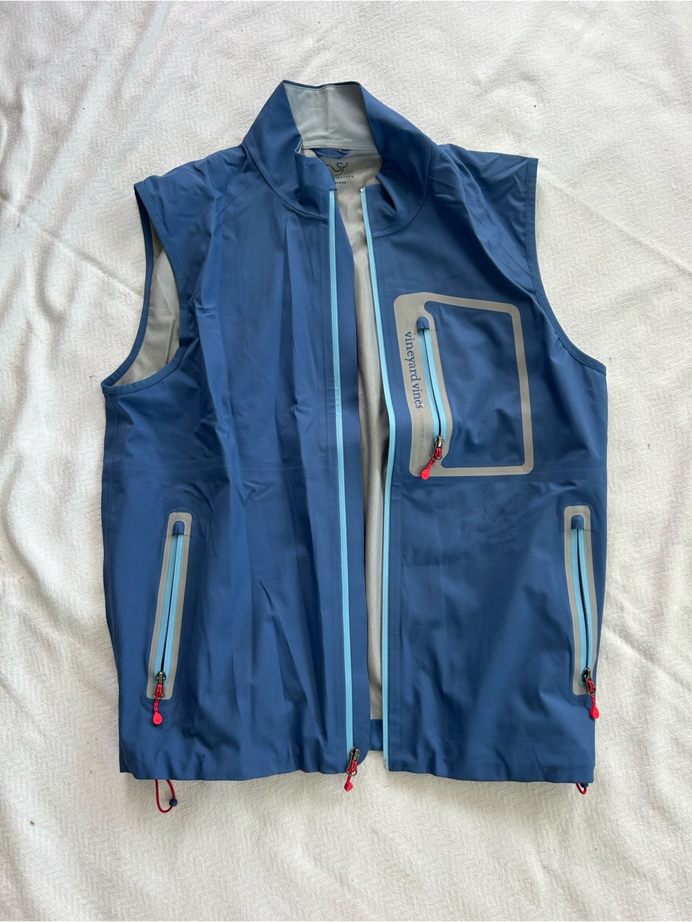 Vineyard Vines Softshell Men's Vest - Navy with Light Blue Trim - Size Large